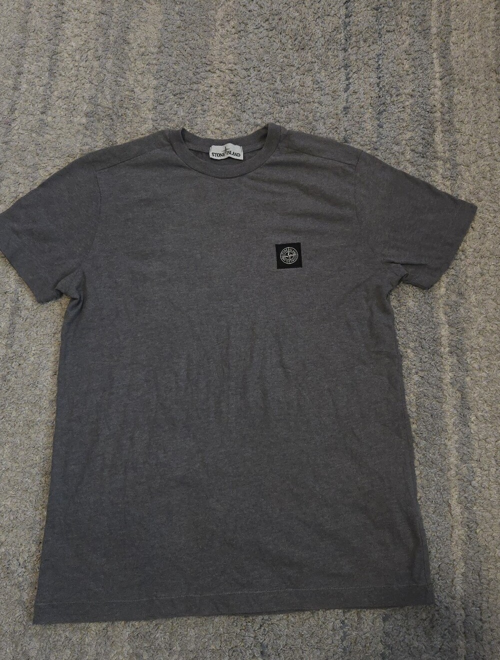 Stone Island Gray Compass Logo T-Shirt Men's Size M Cotton Crew Neck Authentic